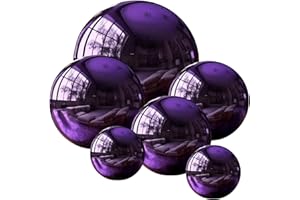 V2CROFT Edelstahl-Kugel, 6 Stück, 5,2 - 15,2 cm, spiegelnd, poliert, hohl, Gartenkugel, schwimmend, Teich, nahtlos, reflektierend, Garten-/Hof- oder Terrassentischdekoration (lila)