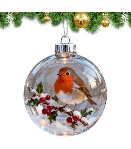 Boules De Noël Décoratives En Verre Avec Oiseaux - Ornements Légers Pour Sapin, Rampe, Mur