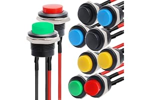 RUNCCI-YUN 10 Stück 3V-6V-12V-24V mini Rund Momentary taster,16mm Vorverkabelt Mini Momentan Druckknopf, 2 Pin Runder Druck schalter für Horn KFZ Auto Armaturenbrett Boot Arduino DIY