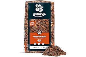 GALAMIO Pinienrinde Mittel 15-25mm 60l Sack 1 Paket Pinienmulch Pinienerde Rindenmulch Pinienborke Pinie Mulch Bark Rinde Für Pflanzen Garten Terrarium Natürlicher Dekorativer Bodenbelag Paligo