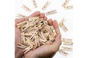 LOMIMOS 100 Pièces Mini Pinces de 3cm en Bois Cannelle, Petite Pinces en Bois Original Multi Usage pour Polaroid Photo Décorer La Chambre, Travaux Manuels, Cartes Postales