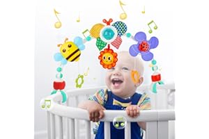 LWMTT Jouets de Landau, Arche de Voyage pour Poussette,Jouet à emporter avec Support d'activité sensorielle Pliable réglable pour transats, Jouet de Landau pour Bébés Cadeaux d'anniversaire