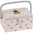 Hobby Gift Sewing Box, Wood/Fabric, Embroidered Bee, Medium