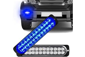 Sidaqi 24-LED lampeggiante blu polizia 12-24V 72W ultra sottili LED emergenza Luci stroboscopiche di per auto, camion, camper, camper, moto (confezione da 2)