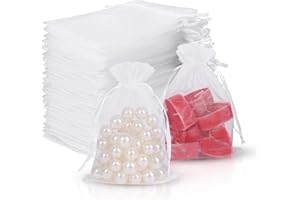 Rhimooay 100 Stück Organzasäckchen klein 10x15cm, Schmucksäckchen Verpackungstüten, Kleine Säckchen zum Befüllen, Organza Säckchen Für Hochzeit Geschenksäckchen, Süßigkeiten, Schmuckbeutel