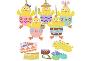 LAMEK 12 Kits de Manualidades de Pollito para Niños Pascua Decoración Creativas Elaboración de Juego con Piezas de Espuma Mix & Match Decoración Colgante para Pascua Primavera Cumpleaños