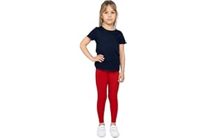 looksy Leggings per Ragazze Tessuto di Cotone Traspirante Lunghezza alla Caviglia Colori Classici Vivaci Tinta Unita Abbigliamento Sportivo per Bambini Taglie per la Danza Scolastica 3-13 Anni