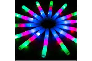 OLUPP Glow Sticks Bulk, 46 Pcs Giant Foam Glow Sticks with 3 Modes Colorful Flashing, Neon Party Favors, Glow in The Dark Party Supplies for Wedding, Raves, Concert, Camping, New Year, Carnival