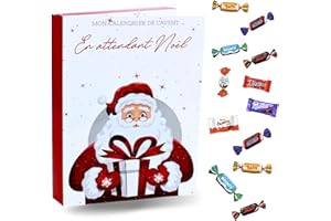 PRO DISTRI Calendrier de l'Avent Chocolaté | 48 Bonbons au Chocolat Célébrations, Milka, Kinder Schokobons et Mini Bueno, Daim | 2 bouchées par case pour encore plus de gourmandise à Noël