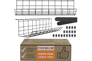 SCANDINAVIAN HUB Scanfield gestion des câbles sous la table, set de 2 goulottes de câbles bureau, gestion des câbles bureau, supports de câbles modulaires avec circulation, bac à câbles sous la table, montage facile