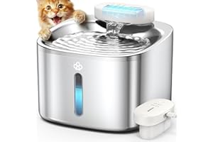oneisall Katzenbrunnen Kabellos, 5000mAh Batteriebetrieb, 3.5L Trinkbrunnen für Katze mit Bewegungsmelder, Katzen Trinkbrunnen Edelstahl, Leise Wasserpumpe, 3 Filter