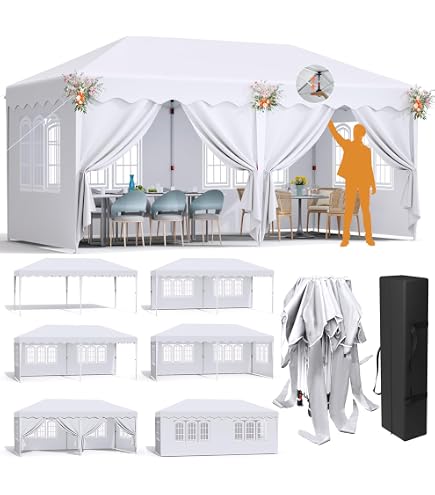 Tonnelle 3x3m Imperméable Stable HOTEEL Avec 4 Parois Amovibles - Mariage Fête Blanc