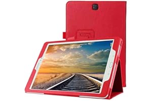LOBWERK Tasche für Samsung Galaxy Tab A SM-T550 T551 T555 9.7 Zoll Schutz Hülle Flip Tablet Cover Case (Rot) Neu