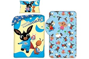 L.T.Preferita Bing Friends 3pezzi Set Letto Singolo Copripiumino 140x200 cm + Federa + Lenzuola c/Angoli 90x200cm Cotone Biancheria Bambini