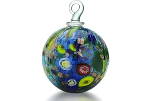 HDCRYSTALGIFTS Palla dell'amicizia in vetro soffiato da appendere, 13 cm, per giardini, finestre, decorazioni esterne, palle da strega