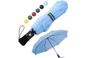Chakipee Kompakter Reise Regenschirm Groß Sturmfest – Automatik Taschenschirm für Herren und Damen, Tragbarer 210T-Stoff 97 cm Spannweite 8 Rippen Schirm