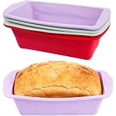 4 Pieces Silicone Cake Moule a Cake, Moule &agrave; Pain de Mie Rectangulaire in Silicone, Moules &agrave; Pain in Silicones, Rectangle Mou