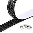 Adhesive Hook and Loop Tape,8M double sided sticky tape heavy duty Self Adhesive Sticky Backing Fastening Tape for Home,kitchen,office(20mm wide,Black)