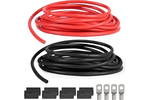 SWAWIS 10AWG 6mm² kabel silikonkabel bilkabel 2,5 m svart och 2,5 m röd 1 050 trådkabel OFC-förtennda trådar flexibel låg imp