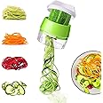 Spiralizer, 4-in-1 Handheld Vegetable Chopper, Suitable for Shredding, Slicing Vegetables and Fruits