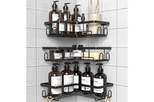 Diwoker Duschablage Ohne Bohren Ecke - Rostfreier Duschregal Badezimmer Organizer Shampoo Halterung für Dusche (Schwarz - 3 Stück)