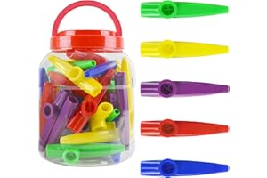 A-Star Plastic Multi Colored Kazoos - Paquete de 40 piezas - En tina de plástico con asa de transporte