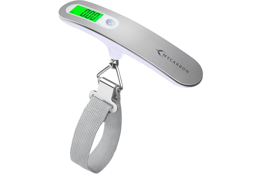 Luggage Scale MYCARBON Portable Digital Scale Electronic Suitcase Scale Hanging Scales Luggage Weighing Scale 110 Pound / 50 Killogram Capacity With Backlit With Tare Function Lightweigh for Travel
