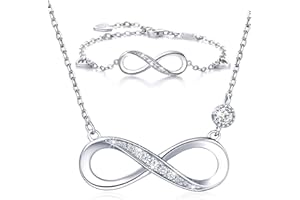 Billie Bijoux Bracciale collana in argento sterling 925 Set di gioielli placcati oro bianco Amore infinito Regalo per donna