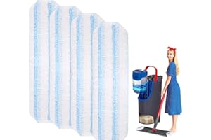GENERIC 4 Pièces Recharge pour Microfibre H2PrO et O-Cedar Flat Mop Lavette Absorbante Recharge, pour Enlevez Les Taches Sales Gardez Le Sol Propre, Pièces de rechange lavables et réutilisables