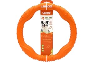LaRoo Dog Flying Ring Toys, Floating Flying Dog Disc Toys, Summer Pet Training Outdoor Durable Chew Toys for Medium and Large Dogs (Large Orange/30cm)