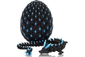 GENERIC 3D Printed Dragon Eggs with Dragon Inside, Glow in The Dark Articulated Animals, Crystal Dinosaur Eggs 3D Printed Surprise Toys, Home Office Decor Executive Desk Toys, Home Decor (Blue)