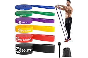POWER GUIDANCE Set de 6 Bandes de Résistance Musculation (6-77kg),2 Sangles de Cheville et Sac de Transport. Bandes de Gymnastique pour Yoga, Bandes de résistance pour Pilates, Elastique Musculation
