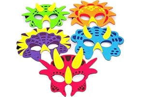 Happium 5 Pz Maschere di Dinosauro in Feltro, per Bambini, per Feste di Animali Riempitivi per Borse da Festa Maschera Cosplay per Halloween Feste in Maschera Compleanni Giungla Bomboniere Forniture