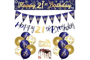 Boys 21ST Birthday Decorations Navy Blue Gold 21ST Blue Gold Birthday Decorations Boys Happy 21ST Birthday Decorations by RichMoho