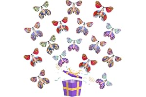 AWAVM Magic Flying Butterfly 16 Pieces Clockwork Butterfly Card, Rubber Band Powered Butterfly Magic Fairy Flying Toy for Birthday Gifts, Performance Props, Children Surprise Gifts (MB-16)