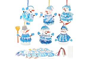 DATIFF 12 Stück Schneemann Bastelsets für Kinder Weihnachten Kunsthandwerk Kreativsets zum Basteln Schneemann Kreativsets mit Pailletten Moosgummi für Junge Mädchen Weihnachten Winter Neujahr