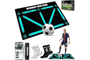 HYKOIUU Alfombra Entrenamiento Futbol con Video de Entrenamiento Didáctico Alfombra Futbol Entrenamiento Profesional – Tapete De Entrenamiento De Pasos, Manta De Campo De Esquinay Tapete De Fútbol