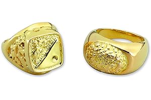 2 Gold Rings Chunky Sovereign Fancy Dress Pimp Mr T Ring by Superstars