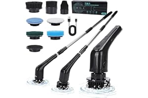 ELSEBAL Cepillo de limpieza eléctrico inalámbrico, cepillo de fregar de microfibra para pisos de madera dura, cepillo de fregar versátil con cable de carga USB y cabezal de cepillo (negro)