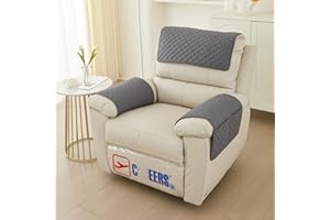 PTJJXA 3 Piezas 1 plaza Funda Cubre Sofá, Protector para Sofás Acolchado Reversible, Sillón Relax Funda de Sofá, Cubierta del Brazo de La Silla Reclinable para Silla, Sillón Reclinable, Sofá (Gris oscuro)