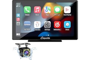 Carpuride 9 inches Wireless Apple Carplay & Android Auto Car Stereo with Backup Cam, Bluetooth 5.0 /Mirror Link/GPS/Siri/FM/Google, Support Trucks RV Dashboard Mounted