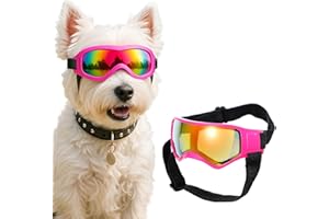 Wanmu Dog Goggles for Small Breed, Anti-UV Eye Protection Dog Sunglasses with Adjustable Straps, Windproof Dustproof Pet Sunglasses for Driving/Outdoor Activities (Pink)