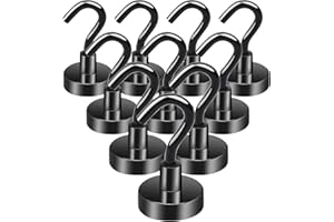 OCEUMAOA 10 Stück Magnethaken Extra Stark 15kg Neodym Magnete mit Haken 20mm Magnetic Hooks Stanzfrei für Eisentüren Kühlschränke Küchen Kleiderablage Büro Camping Magnethacken Schwarz