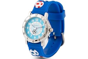 Kiddus Reloj Educativo Analógico para niño, niña. Aprende la Hora con Nuestro Fácil Sistema Time Teacher. Ejercicios incluídos. Mecanismo de Cuarzo Japonés. Futbol Dinosaurio Unicornio