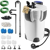 EXLECO Aquarium External Filter 1000L/H 18W Fish Tank Filter Adjustable Flow with Filter Material and Aquarium Hose Tube, Pro