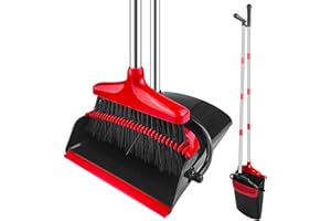 Luazvilkpsar Besen und Kehrschaufel Set, Kehrgarnitur Mit Kamm, Aufrechter Kehrmaschine und Kehrschaufel Combo, Kehrset Classic, Klappbarer Kehrschaufel, für Vorzelt, Haus, Büro, Lobby, Terrasse