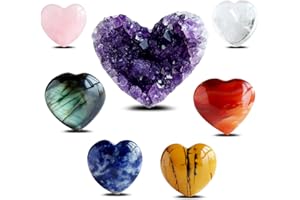 FARSIGHTED STAR Cristales y piedras terapéuticas, Chakra decoración corazón de cristal. Ametista, rosa cuarzo, carnelian, Fang na piedra, mookai, Cuarzo Transparente Labrador. Para psicoterapia y decoración familiar