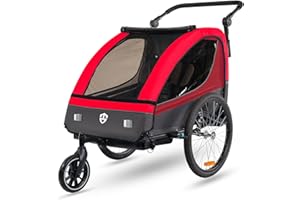 Tiggo VS Remorque pour Enfants Remorque de Velo 2en1 Fonction de Running Remorque de vélo pour Enfants Ceinture de securite 5 Points 360° Roue Avant Jogger Poussette