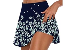 NSICBMNO Skorts for Women UK Summer Elastic Waist Tennis Skorts Skirts with Inner Shorts Lightweight Ladies Comfy Casual Stretchy Workour Shorts Baggy Athletic Golf Running Skirts Skorts