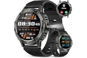 TIMU Military Smart Watch for Men Answer/Make Calls, 1.45" HD Fitness Tracker with Heart Rate/Sleep Monitor/Pedometer, 114+ Sports Mode Activity Trackers, IP68 Waterproof Outdoor Smartwatch for iOS Android